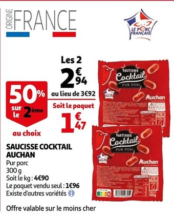 Auchan Auchan saucisse cocktail offre