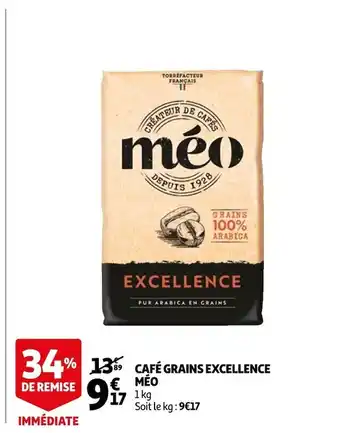 Auchan Méo café grains excellence offre