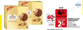 Auchan Ferrero rocher bâtonnets glacés offre