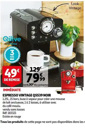 Auchan Qilive espresso vintage q5539 noir offre