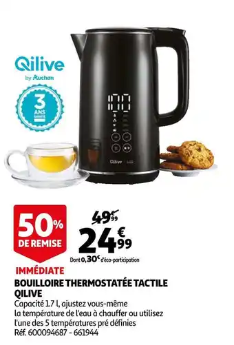 Auchan Qilive bouilloire thermostatée tactile offre
