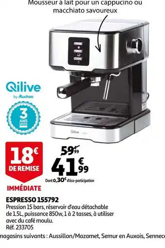 Auchan Qilive espresso 155792 offre