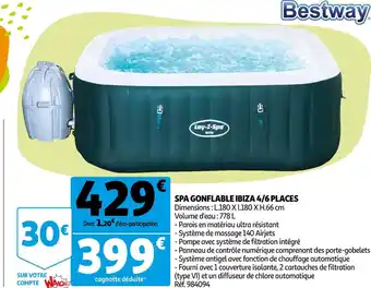 Auchan Bestway spa gonflable ibiza 4/6 places offre