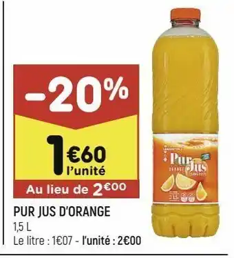 Leader Price Pur jus d'orange offre