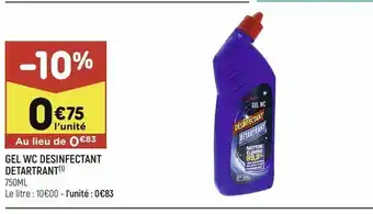 Leader Price Gel wc desinfectant detartrant offre