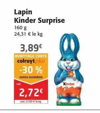 Colruyt Lapin kinder surprise offre