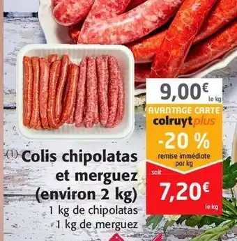 Colruyt Colis chipolatas et merguez (environ 2 kg) offre