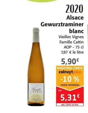 Colruyt 2020 alsace gewurztraminer blanc offre