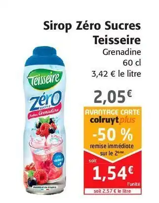 Colruyt Sirop zero sucres teisseire offre