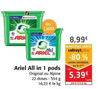 Colruyt Ariel all in 1 pods offre