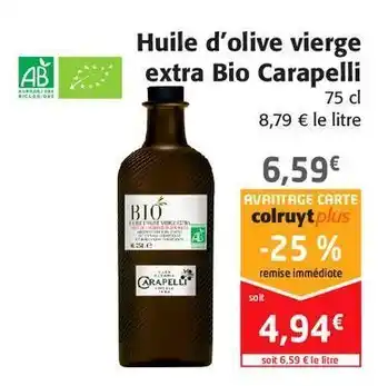 Colruyt Huile d'olive vierge extra bio carapelli offre
