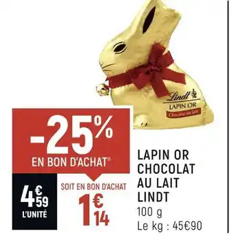 Lindt lapin or chocolat au lait