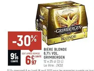Spar Grimbergen bière blonde 6,7% vol. offre