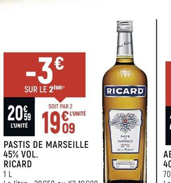 Ricard pastis de marseille 45% vol.