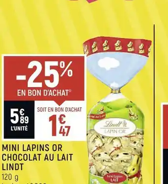 Spar Lindt mini lapins or chocolat au lait offre