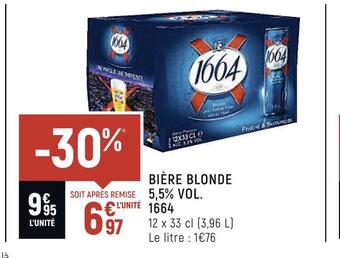 Spar 1664 bière blonde 5,5% vol. offre