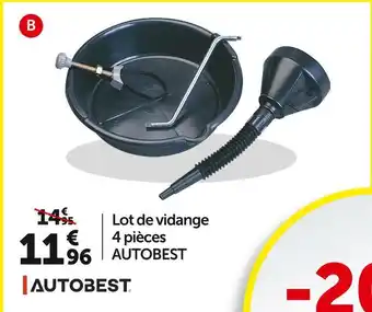 Roady Autobest lot de vidange 4 pièces offre