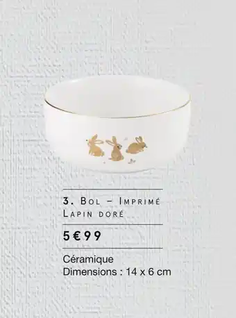 Monoprix Bol – imprimé lapin doré offre