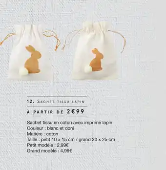 Monoprix Sachet tissu lapin offre