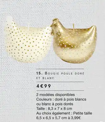 Monoprix Bougie poule doré et blanc offre