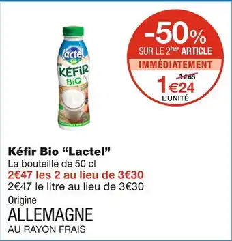 Monoprix Lactel kéfir bio offre
