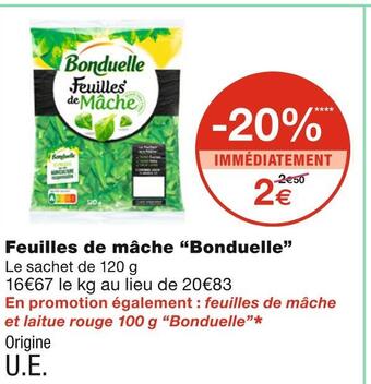 Monoprix Bonduelle feuilles de mâche offre