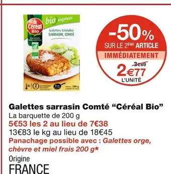 Monoprix Céréal bio galettes sarrasin comté offre