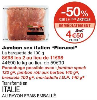 Monoprix Fiorucci jambon sec italien offre