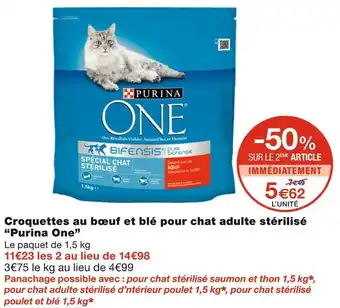 Monoprix Purina one croquettes au bœuf et blé pour chat adulte stérilisé offre