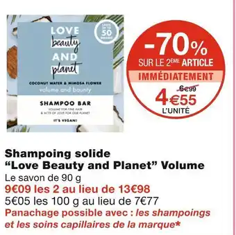 Monoprix Love beauty and planet shampoing solide volume offre
