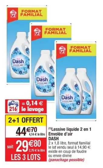 Cora x Carrefour Lessive liquide 2 en 1 envolée d'air DASH offre