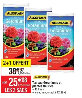 Cora x Carrefour Terreau géraniums et plantes fleuries offre
