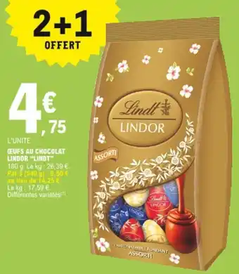 E.Leclerc Œufs au chocolat lindor "lindt" offre