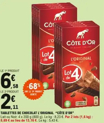 E.Leclerc Tablettes de chocolat l'original offre
