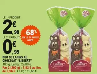 E.Leclerc Duo de lapins au chocolat "libeert" offre