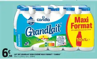 E.Leclerc Lait uht grandlait demi-écrémé maxi format candia offre
