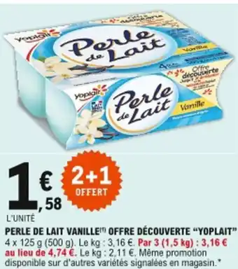 E.Leclerc Perle de lait vanille offre découverte Yoplait offre