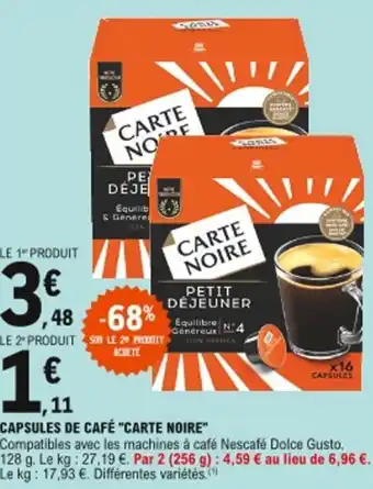 E.Leclerc Capsules d café Carte noire offre