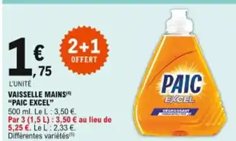 E.Leclerc Vaisselle mains paic excel offre