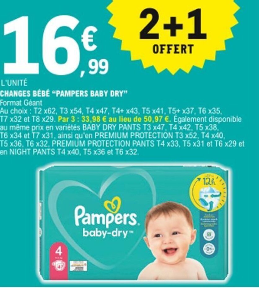 Promo Changes bébé Pampers baby fry chez E.Leclerc