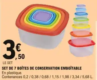 E.Leclerc Set de 7 boîtes de conservation emboîtable offre