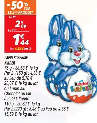 Netto Lapin surprise kinder offre