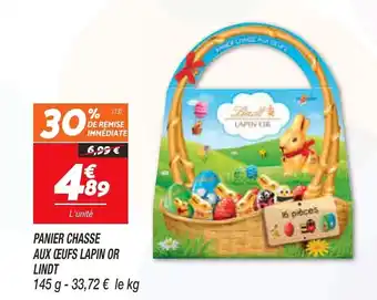 Netto Panier chasse aux Œufs lapin or lindt offre