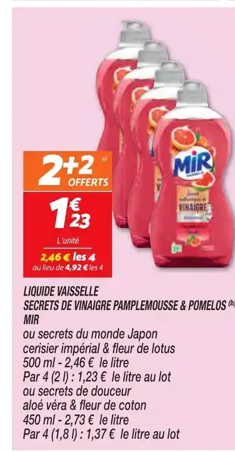 Netto Liquide vaiselle secrets de vinaigre pamplemouss & pomelos Mir offre