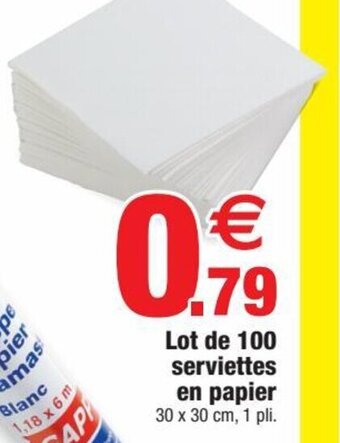 Bazarland Lot de 100 serviettes en papier offre
