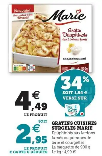 Hyper U Gratins cuisines surgeles marie offre