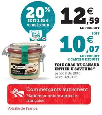 Hyper U Foie gras de canard entier offre