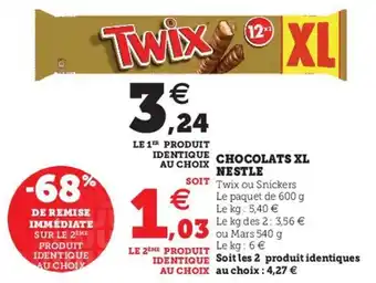 Hyper U Chocolats XL nestle offre