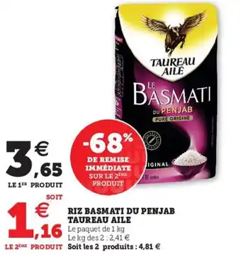 Hyper U Riz basmati du penjab taureau aile offre