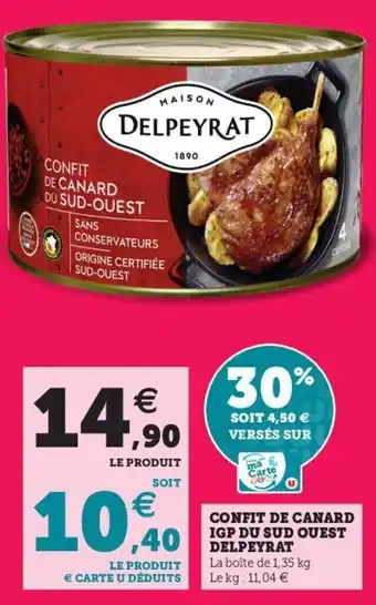 Hyper U Confit de canard igp du sud quest delpeyrat offre